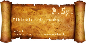 Miklovicz Szironka névjegykártya